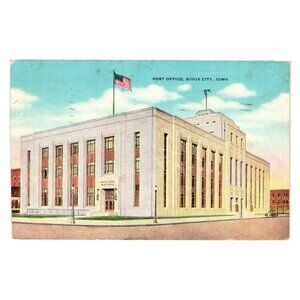 United States Post Office Sioux City IA Postcard 1946 Linen Vintage Letter Stamp